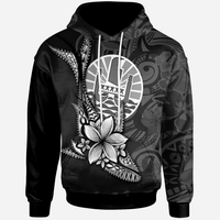 French Polynesia Hoodie Fish With Plumeria Flowers Style Unisex Black - Polynesian Pride