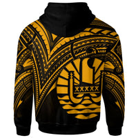 French Polynesia Zip Hoodie Gold Color Cross Style - Polynesian Pride