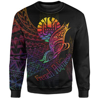 French Polynesia Sweatshirt - Butterfly Polynesian Style Unisex Black - Polynesian Pride