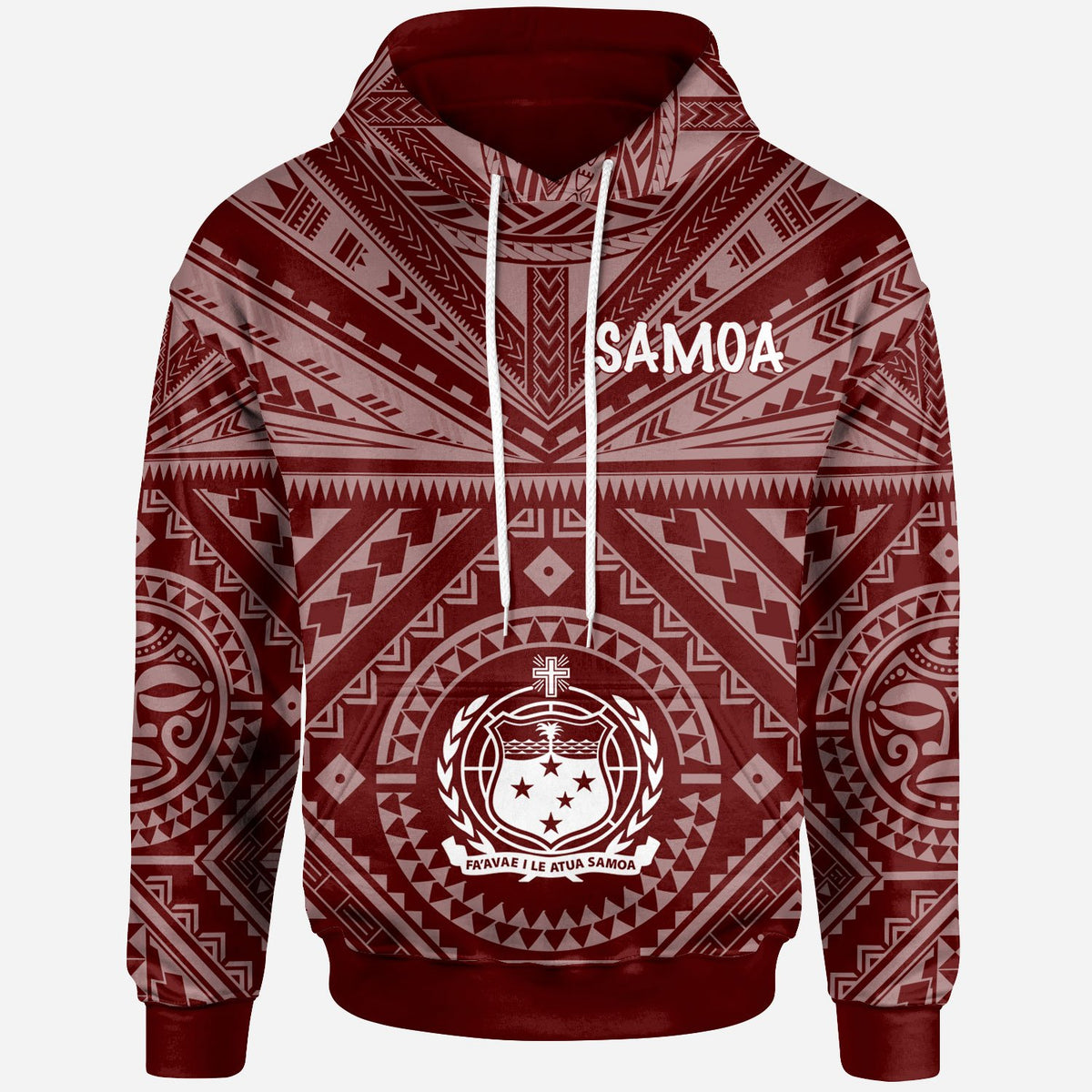 Samoa Hoodie Samoa Seal In Polynesian Tattoo Style (Red) Unisex Red - Polynesian Pride