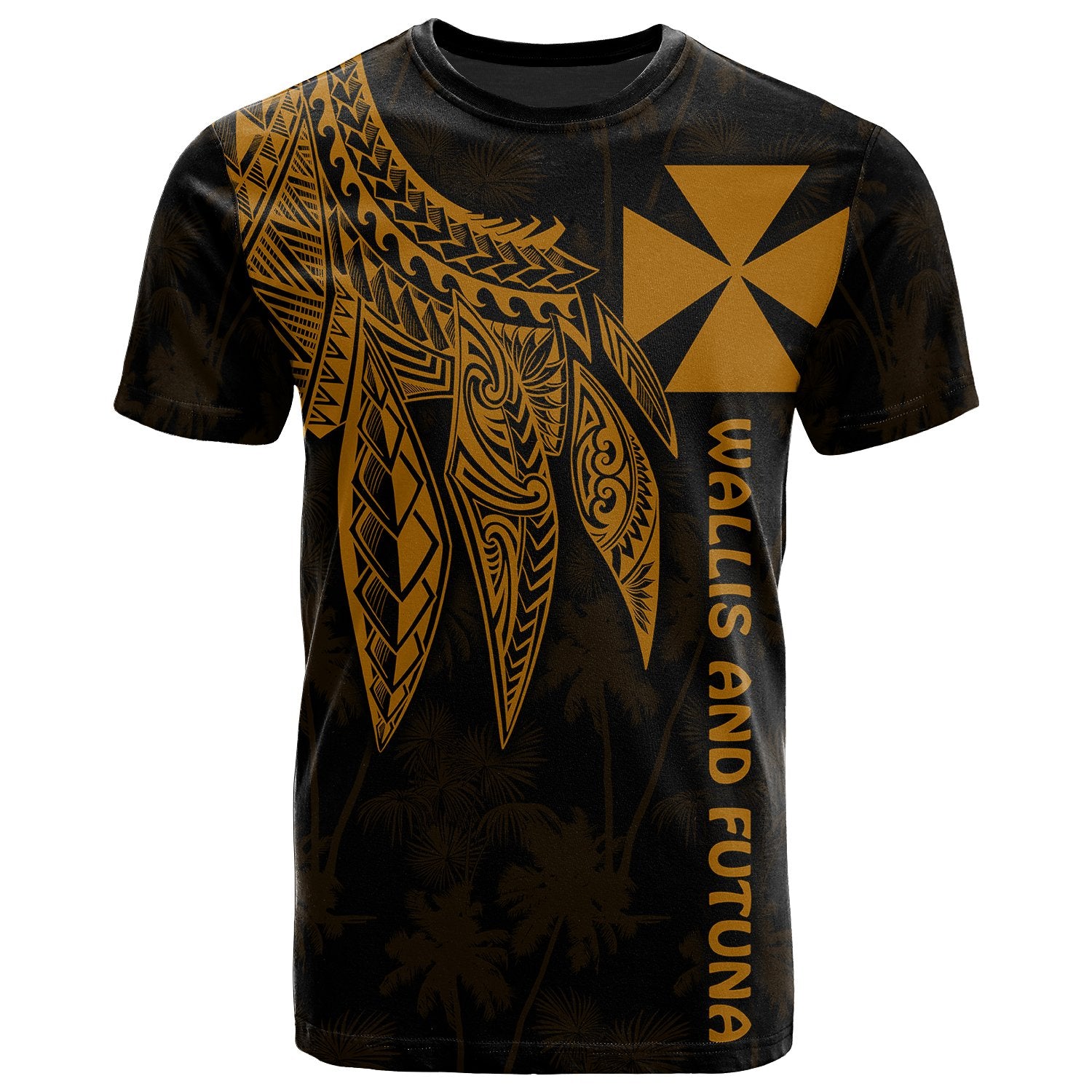 Wallis and Futuna T Shirt Polynesian Wings Golden Unisex Golden - Polynesian Pride