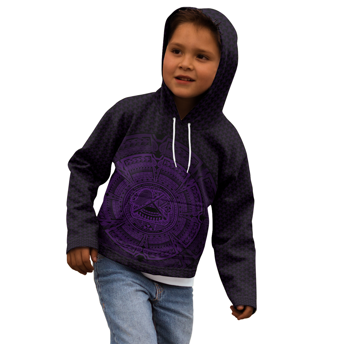 American Samoa Hoodie Polynesian Circle (Purple) - Polynesian Pride