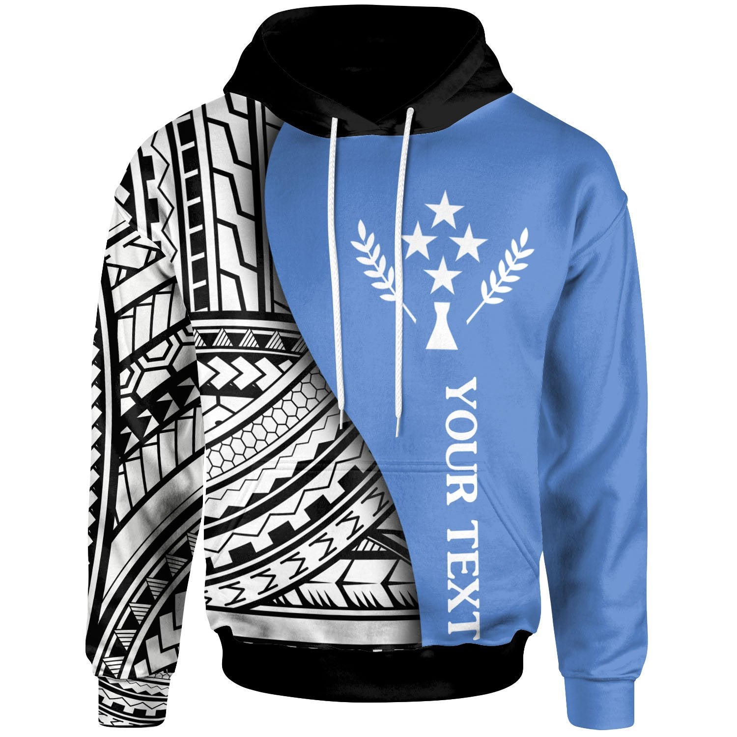 Kosrae Custom Hoodie Coat of Arm and Polynesian Patterns Unisex Blue - Polynesian Pride