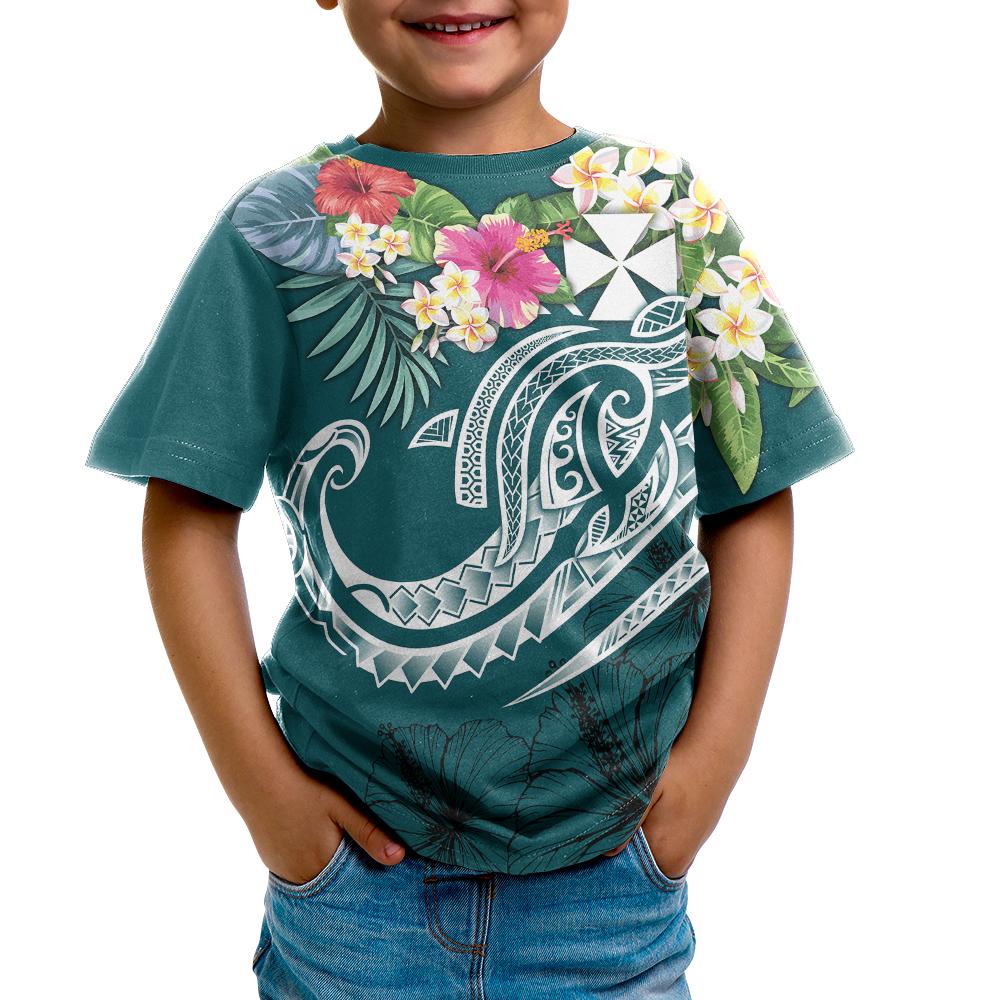 Wallis and Futuna Polynesian T Shirt Summer Plumeria (Turquoise) - Polynesian Pride