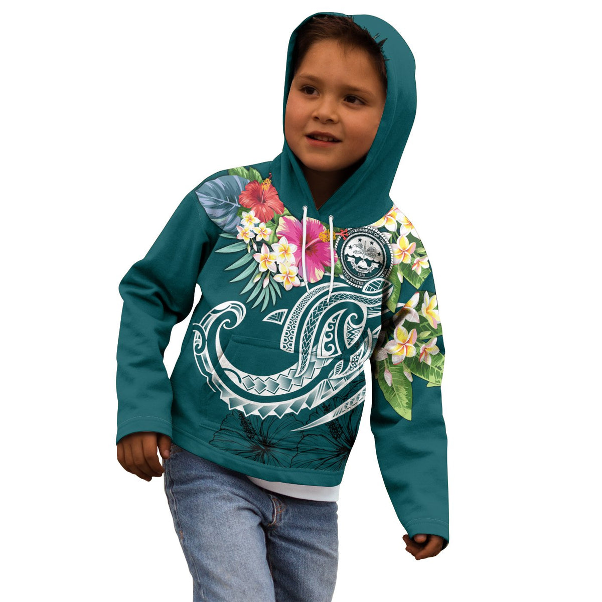 FSM Polynesian Hoodie Summer Plumeria (Turquoise) - Polynesian Pride