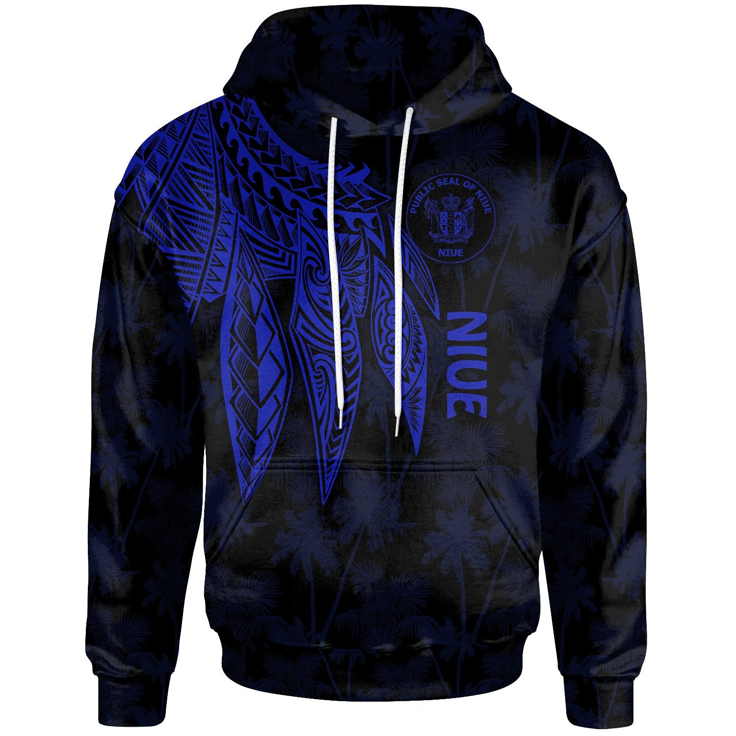 Niue Hoodie Polynesian Wings (Blue) Unisex Blue - Polynesian Pride