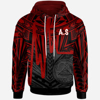American Samoa Hoodie Seal With Polynesian Pattern Heartbeat Style (Red) Unisex Red - Polynesian Pride