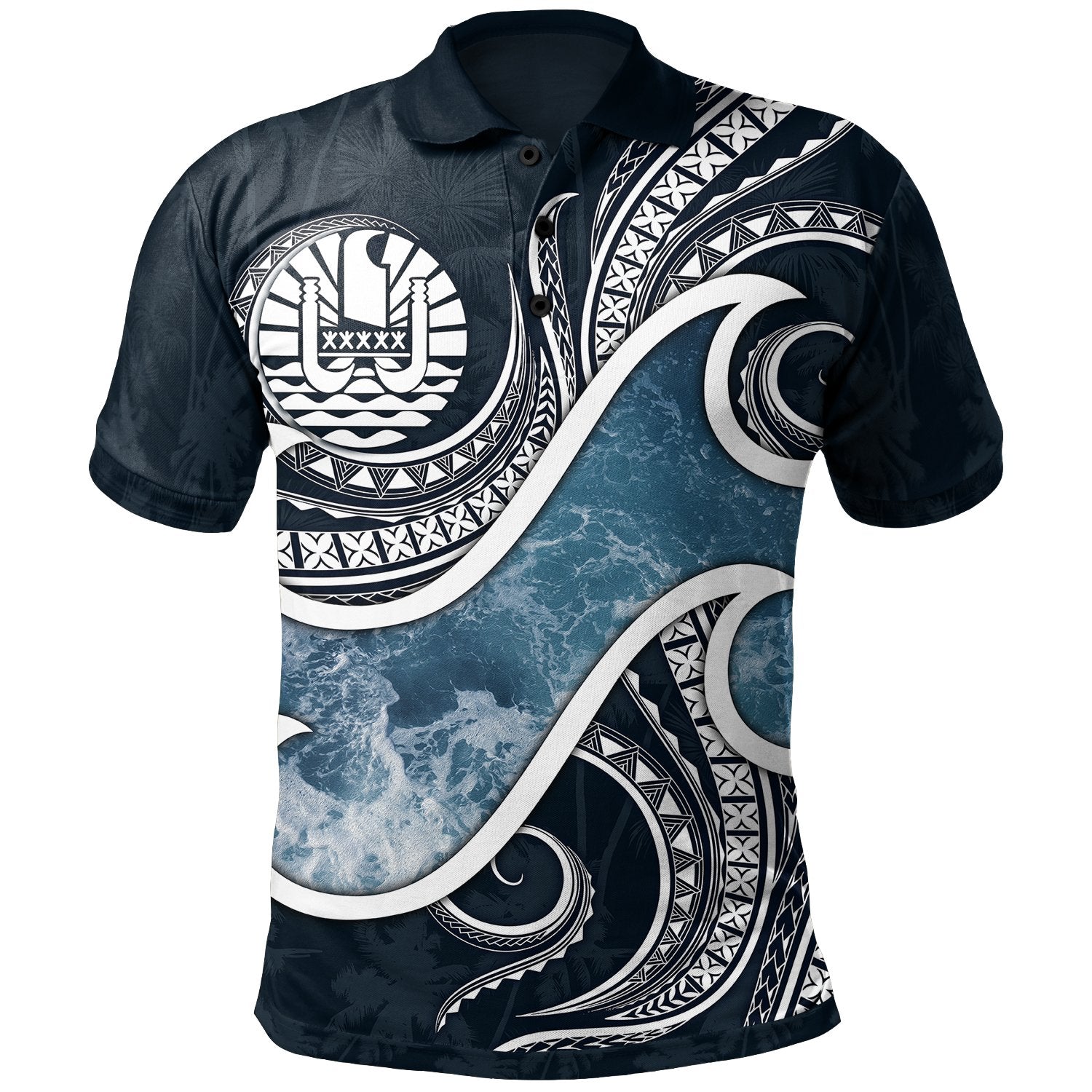 Tahiti Polynesian Polo Shirt Ocean Style Unisex Blue - Polynesian Pride