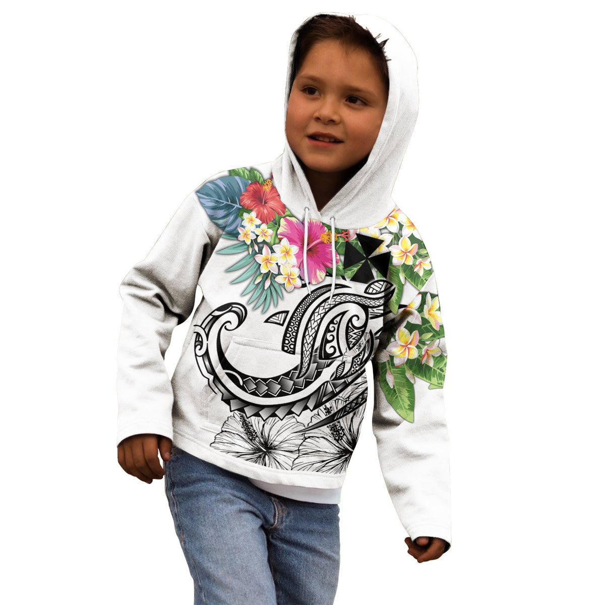 Wallis and Futuna Polynesian Hoodie Summer Plumeria (White) - Polynesian Pride