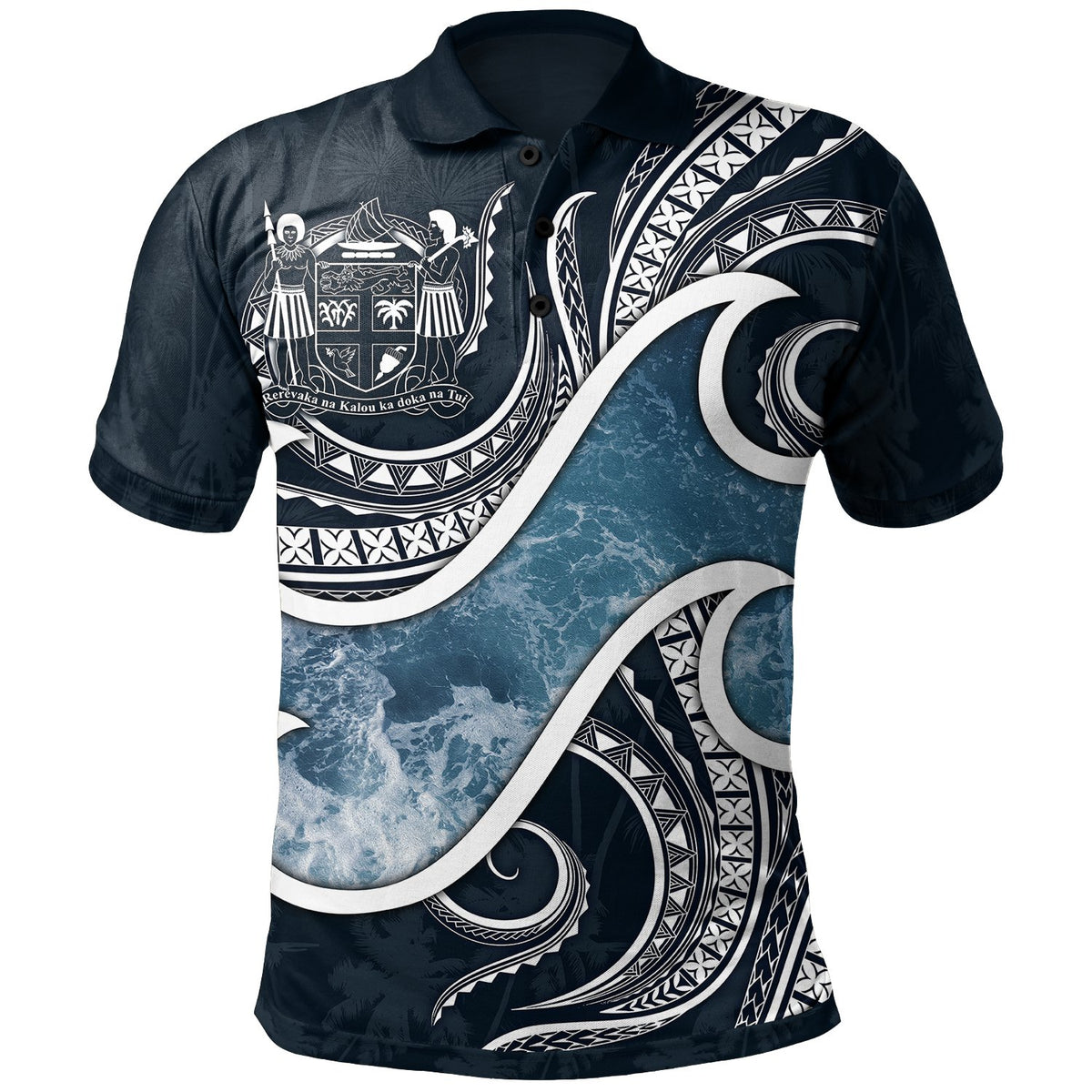 Fiji Polynesian Polo Shirt Ocean Style Unisex Blue - Polynesian Pride