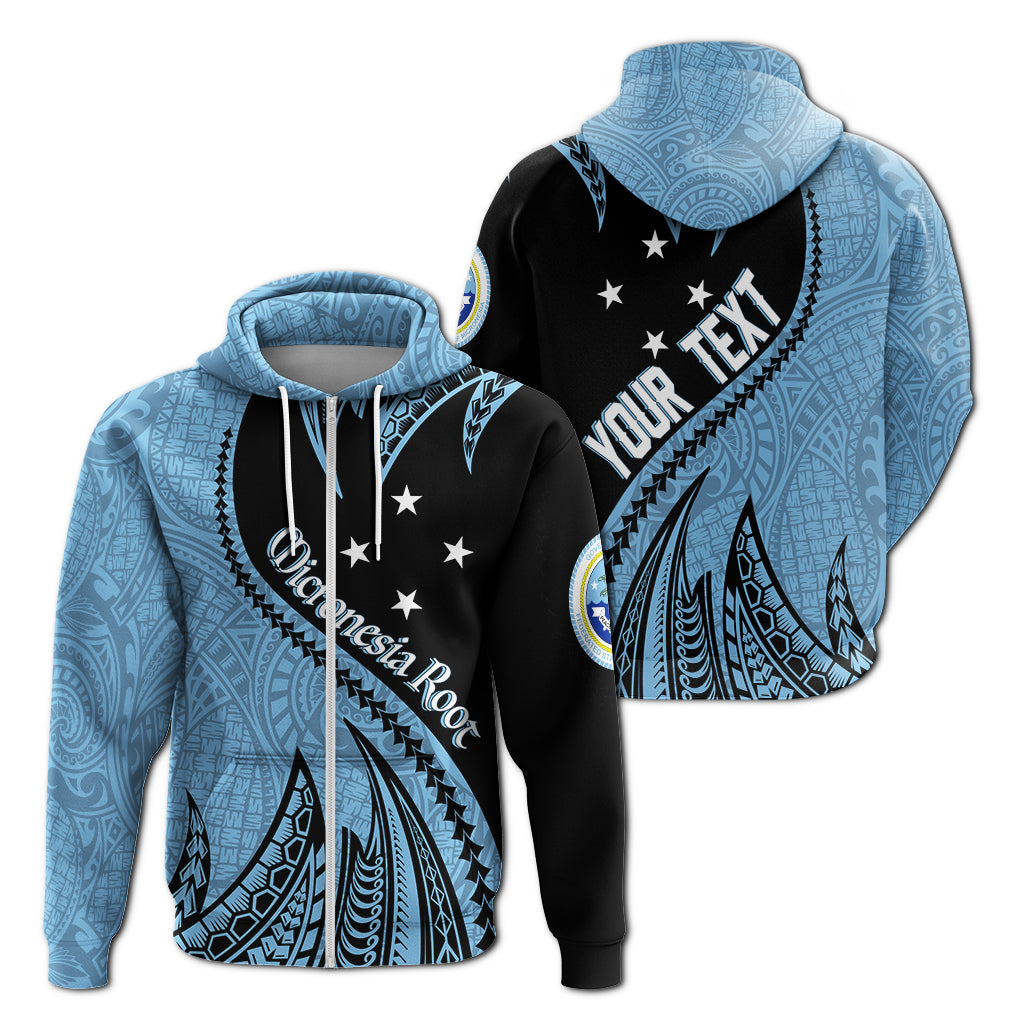 Custom FSM Proud Micronesia Root Zip up Hoodie Spike Pattern LT7 - Polynesian Pride