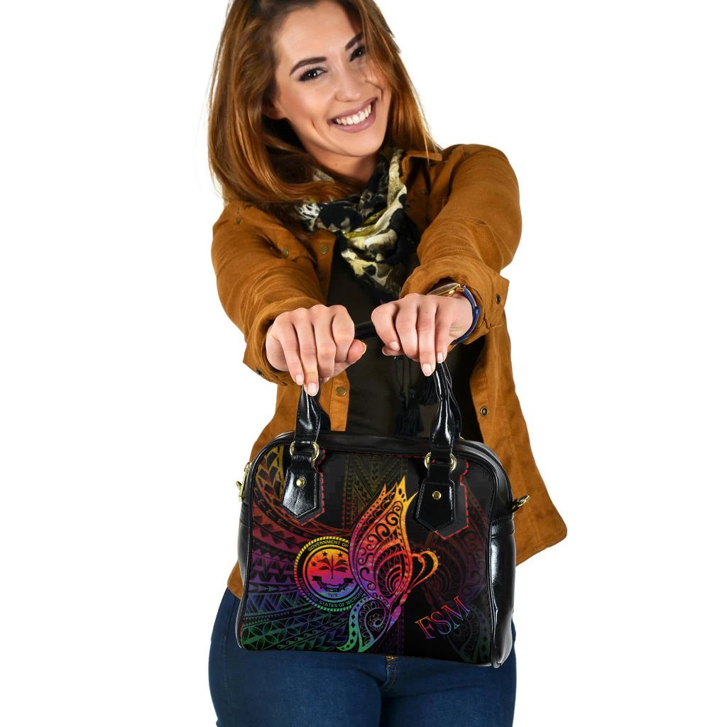 Federated States of Micronesia Shoulder Handbag - Butterfly Polynesian Style One Size Black - Polynesian Pride