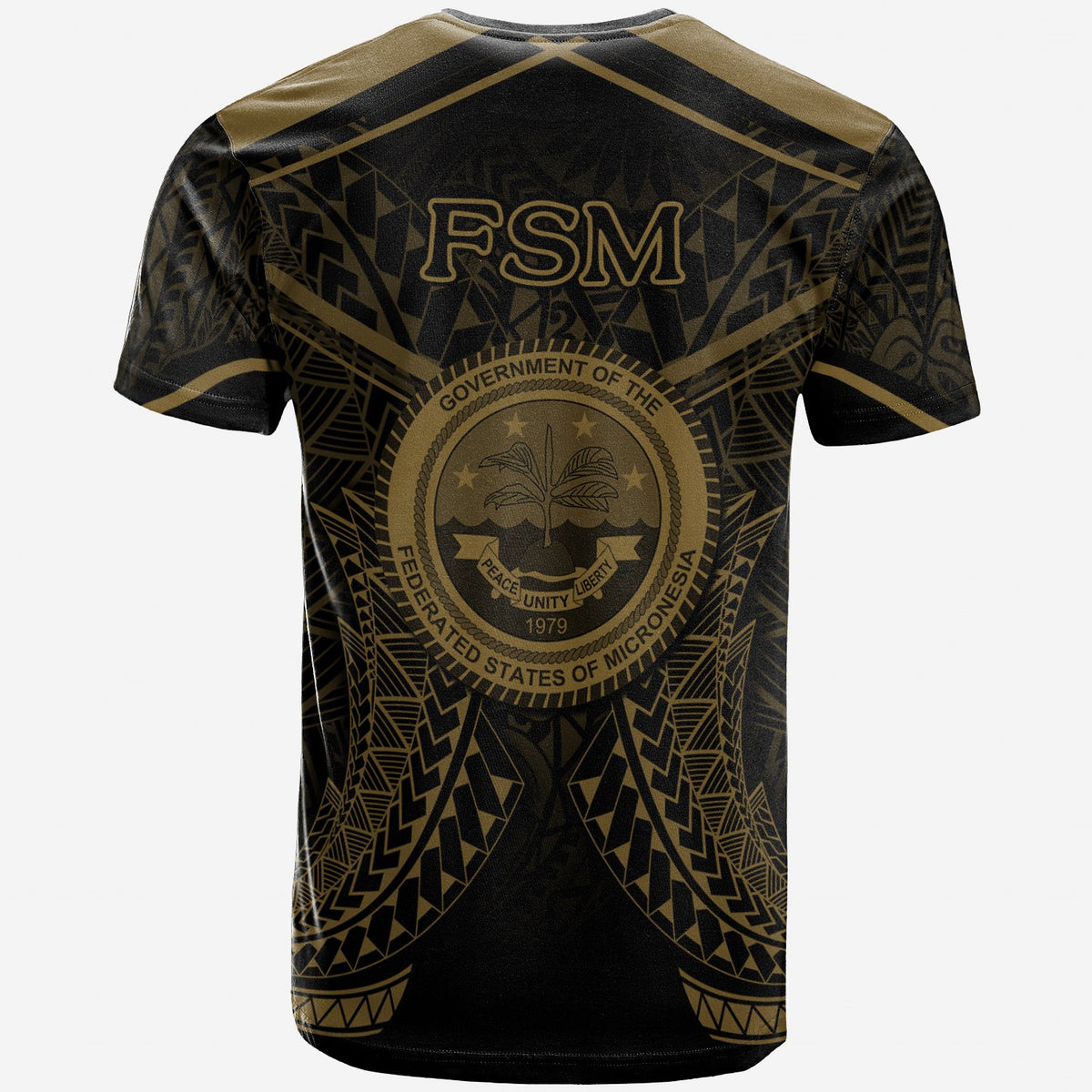 Federated States of Micronesia T Shirt FSM Seal With Gold Line Style - Polynesian Pride