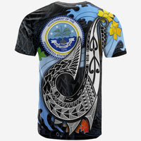 Federated States of Micronesia Custom T Shirt Fish Hooks and Wave - Polynesian Pride
