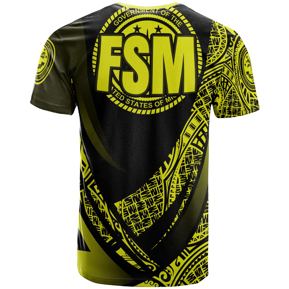 Federated States of Micronesia T Shirt Yellow Polynesian Patterns Sport Style - Polynesian Pride