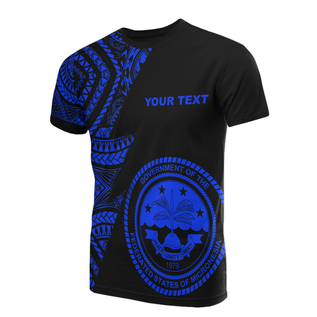 Federated States of Micronesia Custom T Shirt Micronesian Pattern Blue Style Unisex Blue - Polynesian Pride