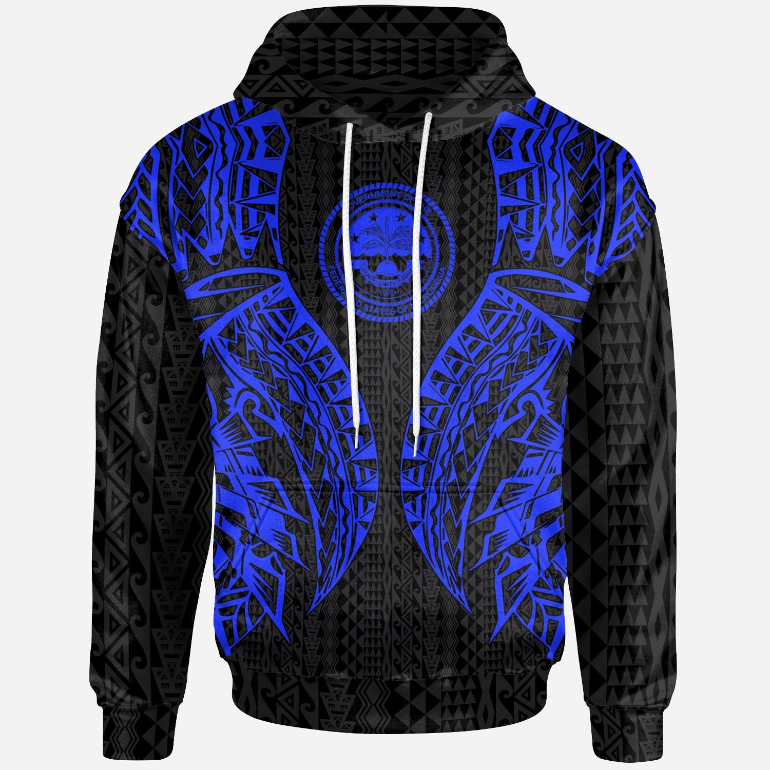 Federated States of Micronesia Hoodie Micronesian Lion Head Blue Style Unisex Blue - Polynesian Pride