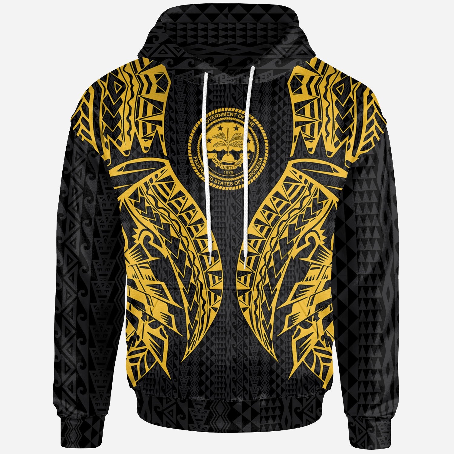 Federated States of Micronesia Hoodie Micronesian Lion Head Gold Style Unisex Gold - Polynesian Pride