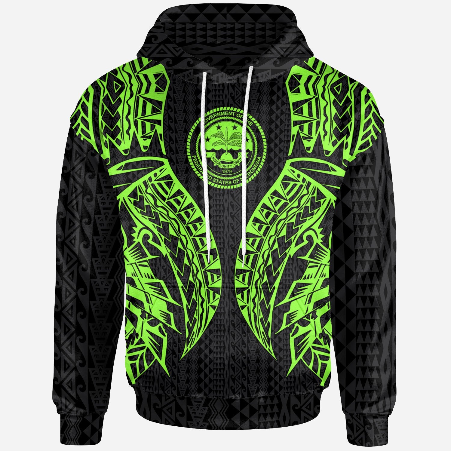 Federated States of Micronesia Hoodie Micronesian Lion Head Green Style Unisex Green - Polynesian Pride