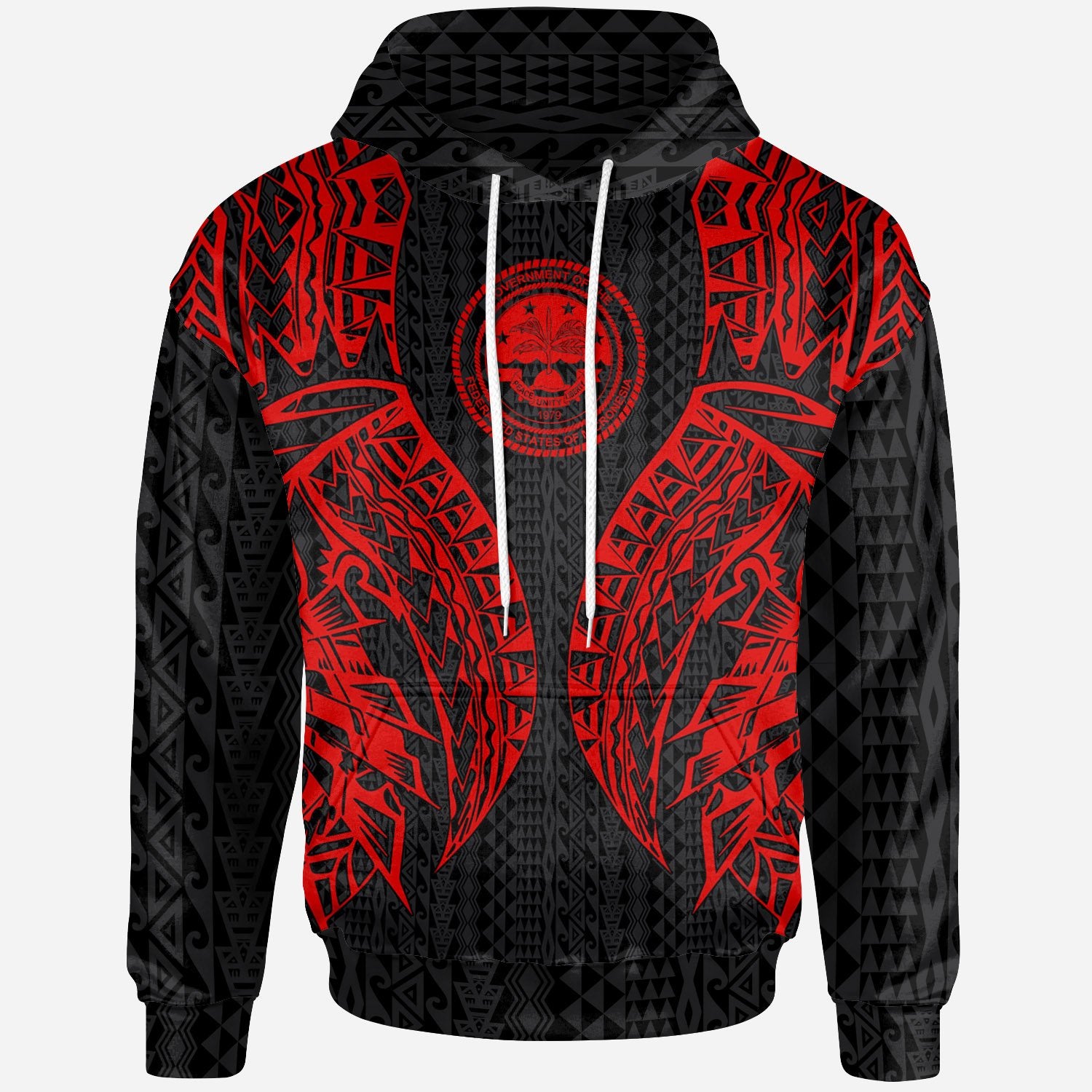 Federated States of Micronesia Hoodie Micronesian Lion Head Red Style Unisex Red - Polynesian Pride