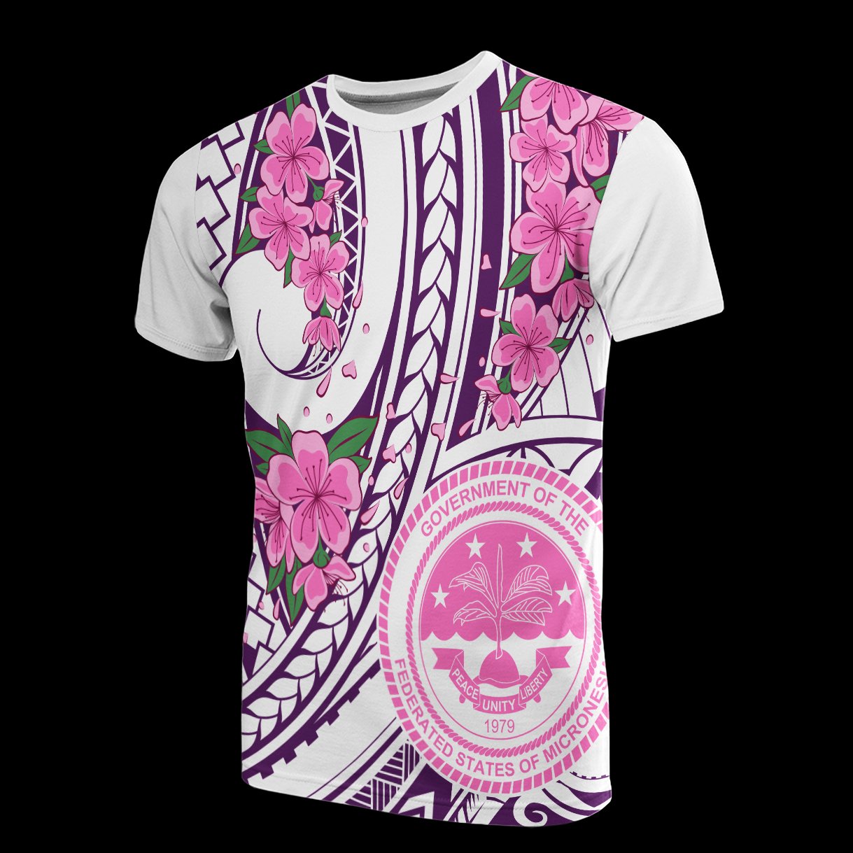 Federated States of Micronesia T Shirt Flower Purple White Unisex White - Polynesian Pride