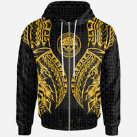 Northern Mariana Islands Zip up Hoodie Polynesian Lion Head Gold Style Unisex Gold - Polynesian Pride