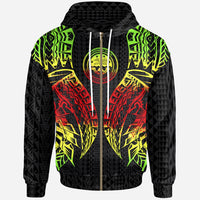 Federated States of Micronesia Zip up Hoodie Polynesian Lion Head Reggae Style Unisex Reggae - Polynesian Pride