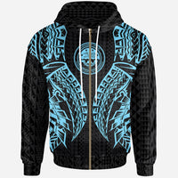 Federated States of Micronesia Zip up Hoodie Polynesian Lion Head Neon Style Unisex Neon - Polynesian Pride