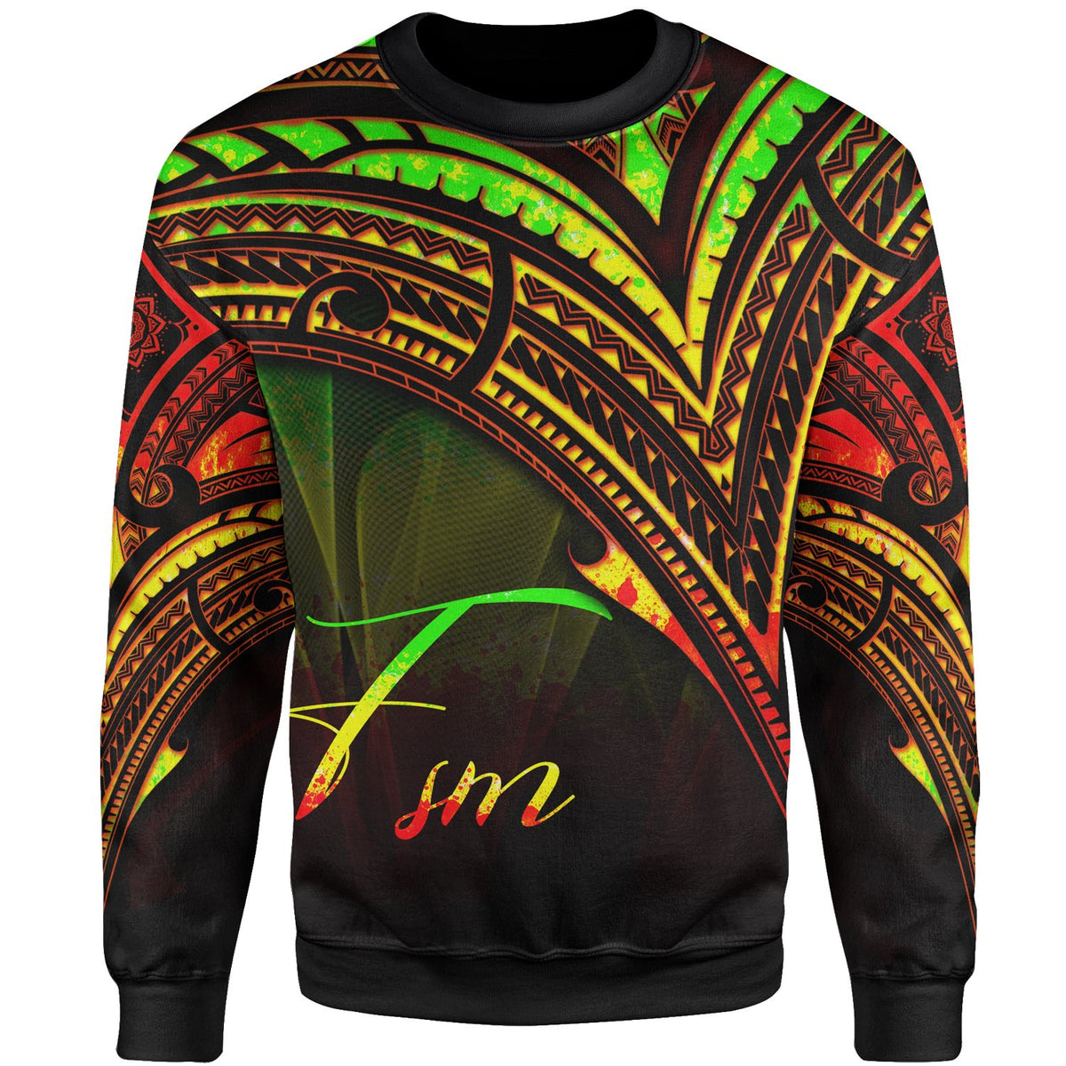 Federated States of Micronesia Sweatshirt - Cross Style Reggae Color Unisex Black - Polynesian Pride