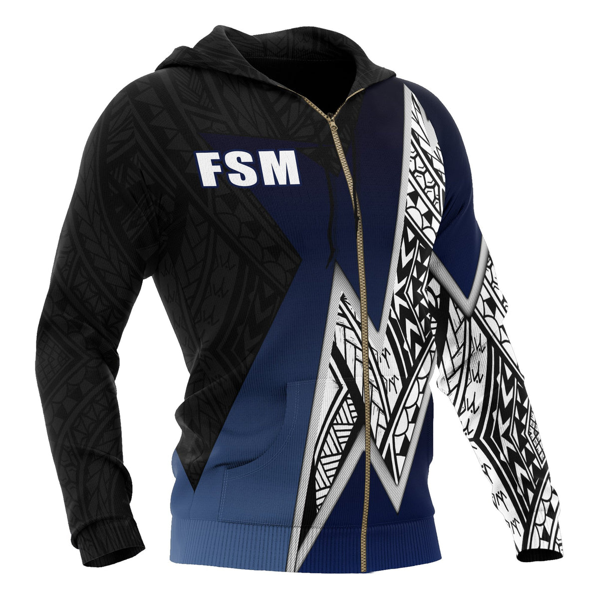 Federated States of Micronesia Zip up Hoodie White Lighting Piece - Polynesian Pride