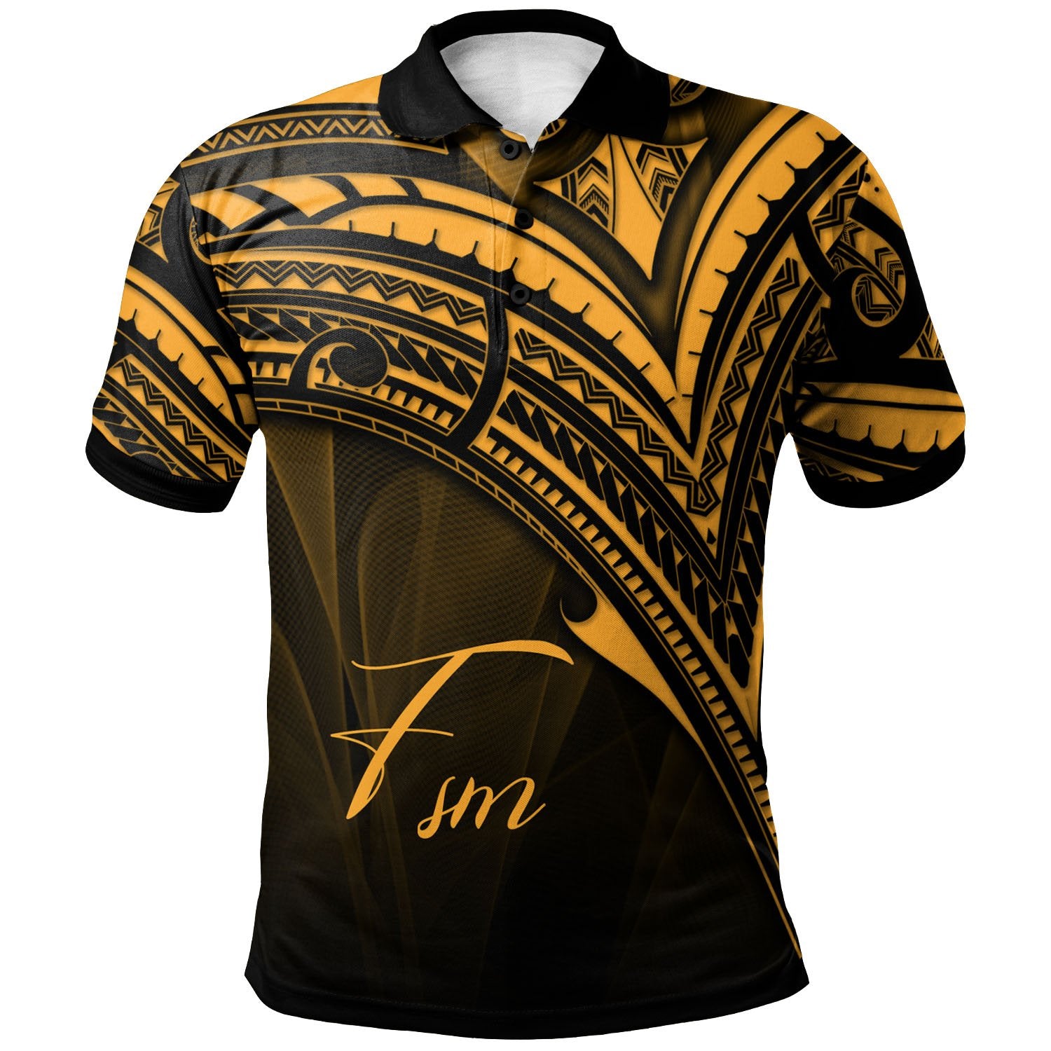 Federated States of Micronesia Polo Shirt Gold Color Cross Style Unisex Black - Polynesian Pride