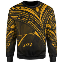 Federated States of Micronesia Sweatshirt - Cross Style Gold Color Unisex Black - Polynesian Pride