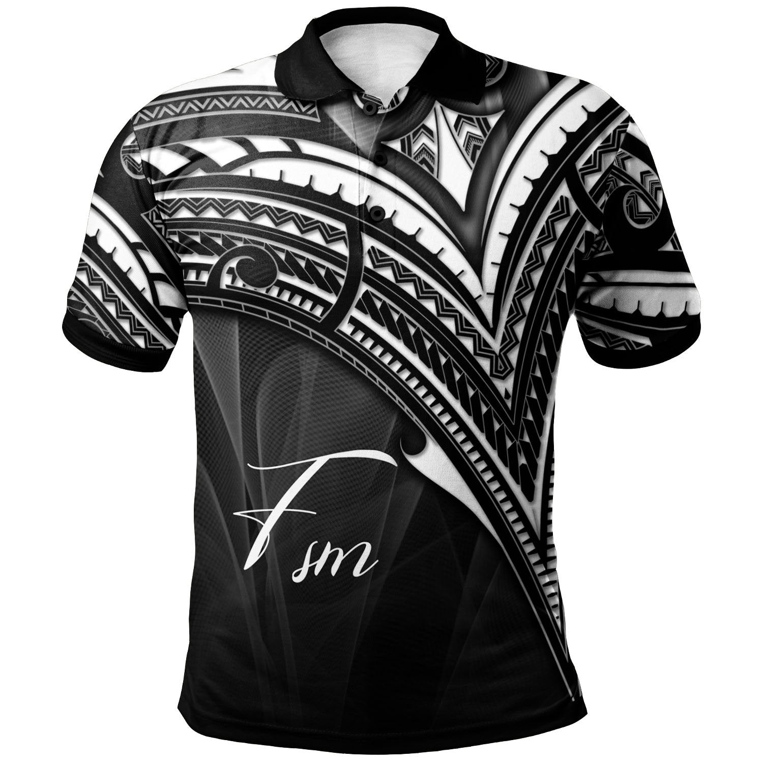 Federated States of Micronesia Polo Shirt Cross Style Unisex Black - Polynesian Pride