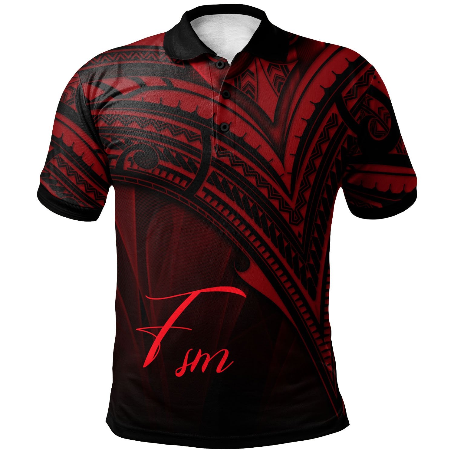 Federated States of Micronesia Polo Shirt Red Color Cross Style Unisex Black - Polynesian Pride