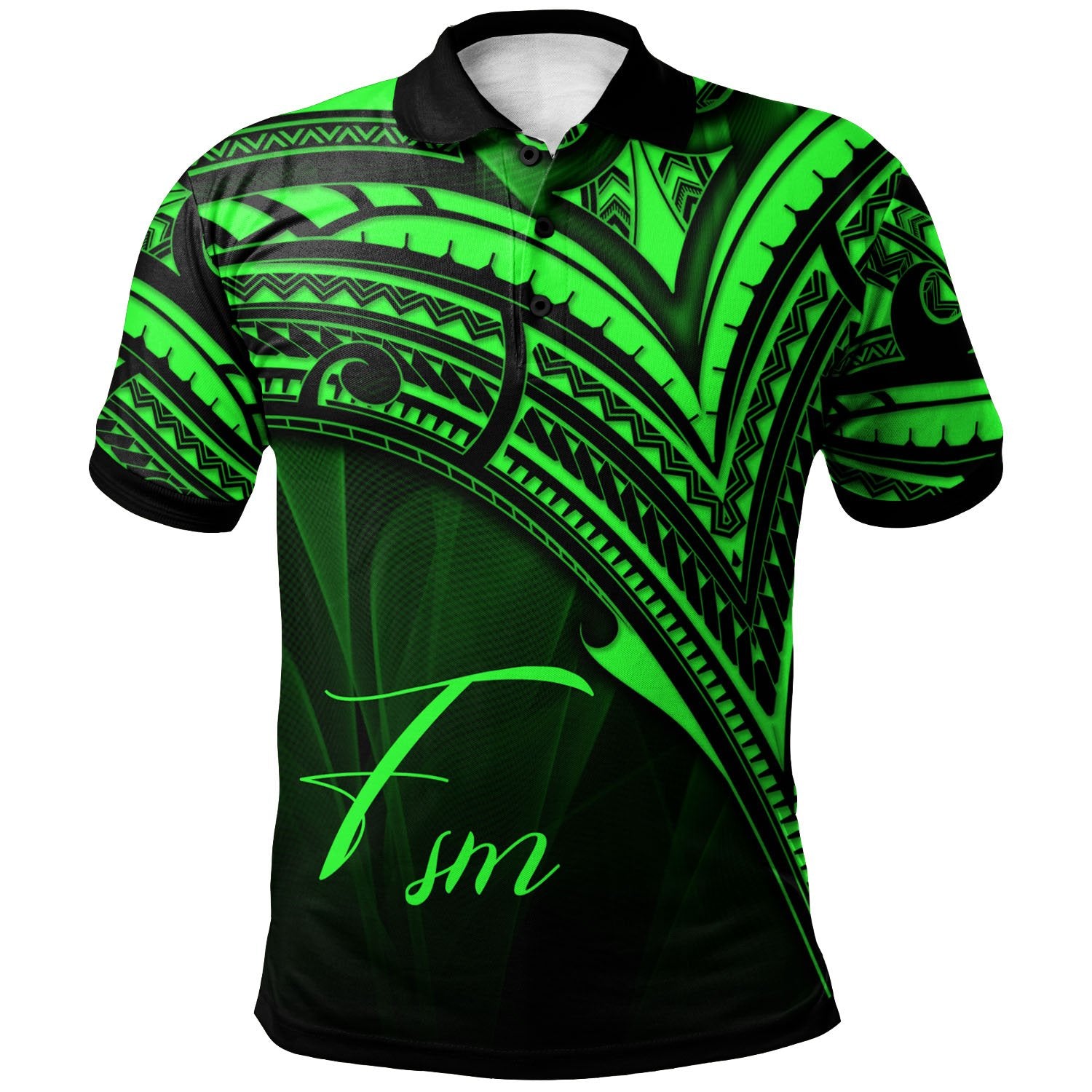 Federated States of Micronesia Polo Shirt Green Color Cross Style Unisex Black - Polynesian Pride