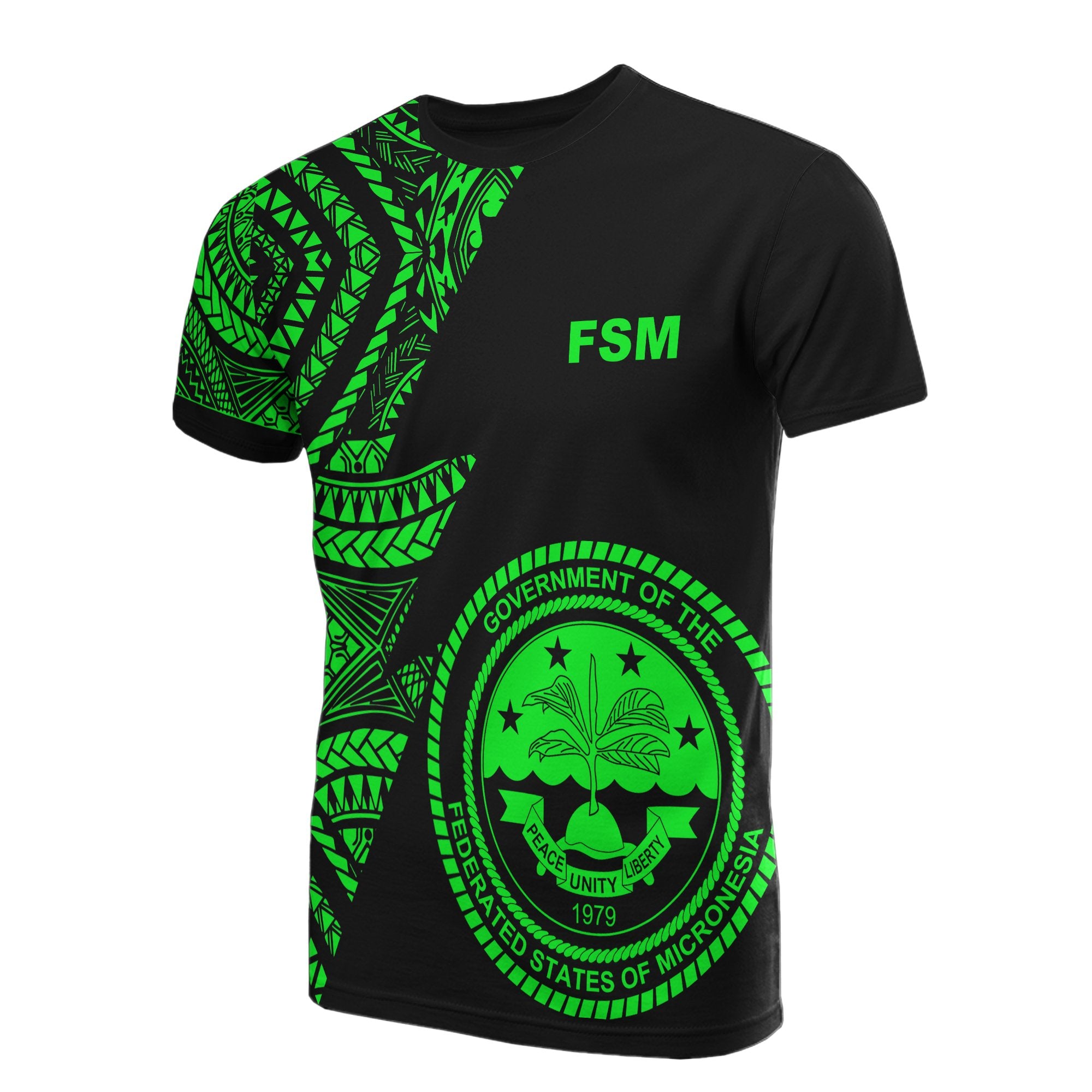 Federated States of Micronesia T Shirt Micronesian Pattern Green Flash Style Unisex Green - Polynesian Pride
