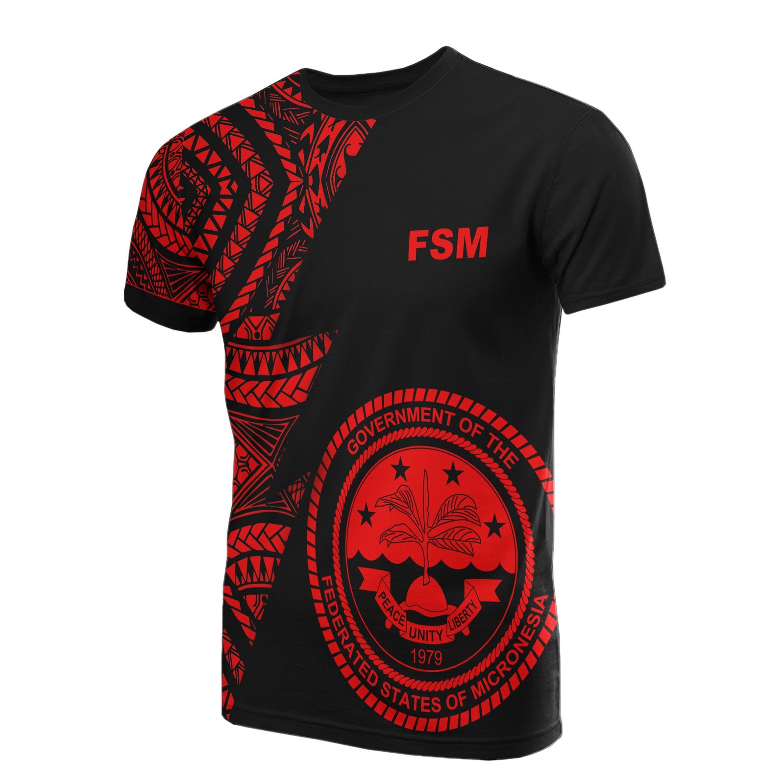 Federated States of Micronesia T Shirt Micronesian Pattern Red Flash Style Unisex Red - Polynesian Pride