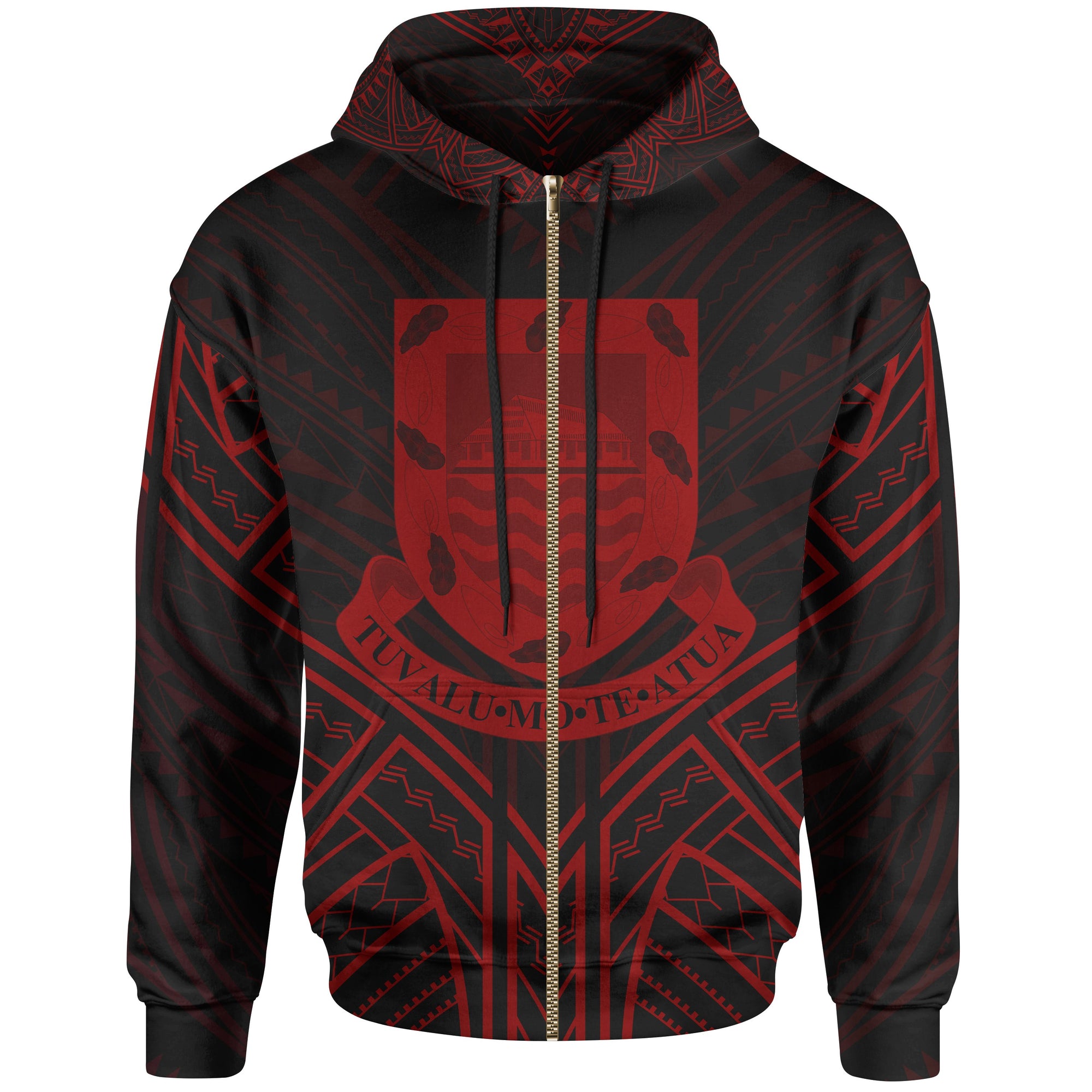Tuvalu Zip Hoodie Tuvalu Seal Red Tribal Patterns Unisex White - Polynesian Pride