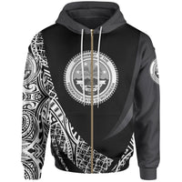 Federated States of Micronesia Zip Hoodie White Polynesian Patterns Sport Style Unisex Black - Polynesian Pride
