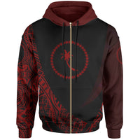 Chuuk State Zip Hoodie Red Polynesian Patterns Sport Style Unisex Black - Polynesian Pride