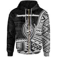 Guam Zip Hoodie Tamuning Tumon Harmon Seal of Guam Polynesian Patterns Unisex Black - Polynesian Pride