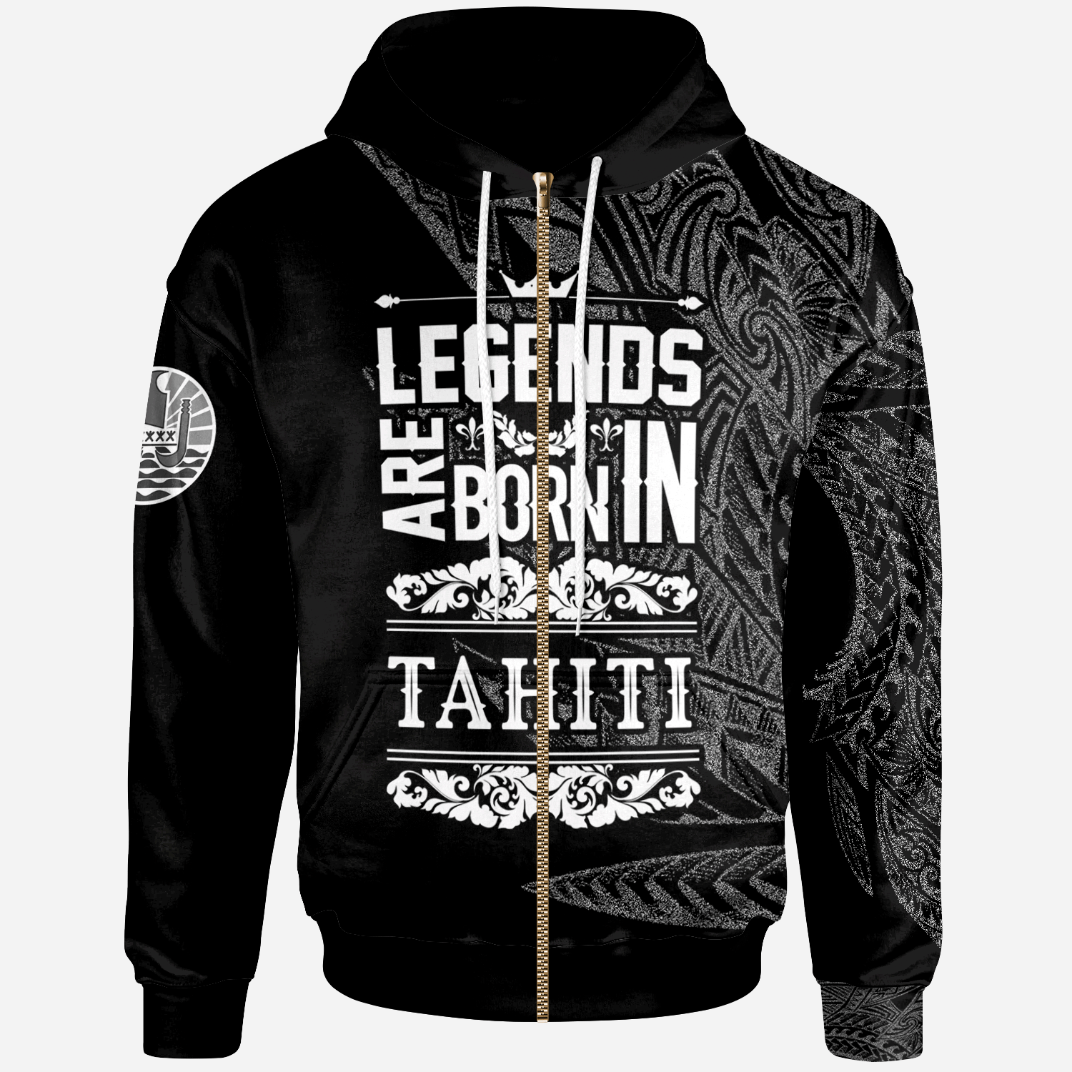 Tahiti Zip Hoodie Legends Are Born In White Color Unisex White - Polynesian Pride