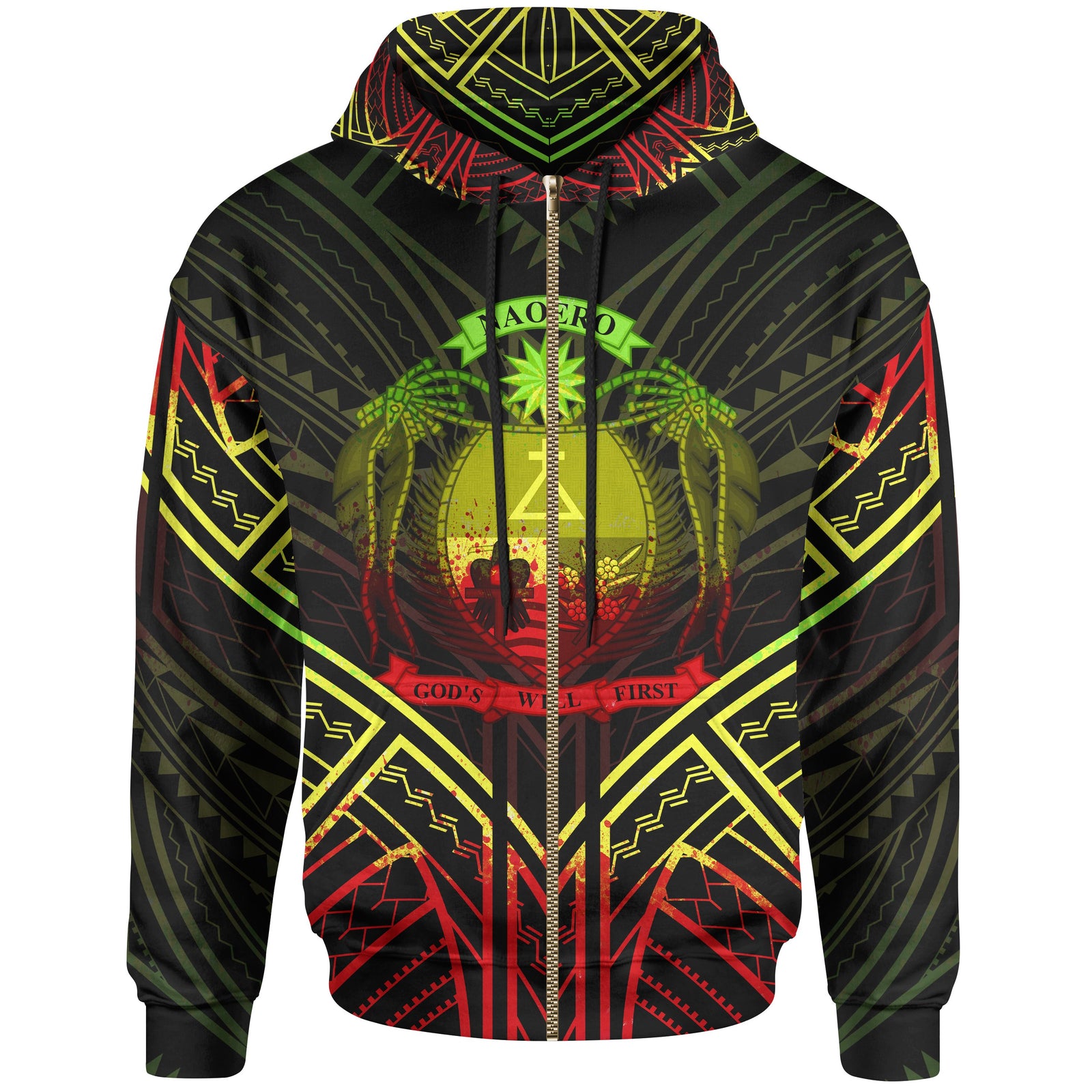 Nauru Zip Hoodie Nauru Seal Reggae Tribal Patterns Unisex White - Polynesian Pride