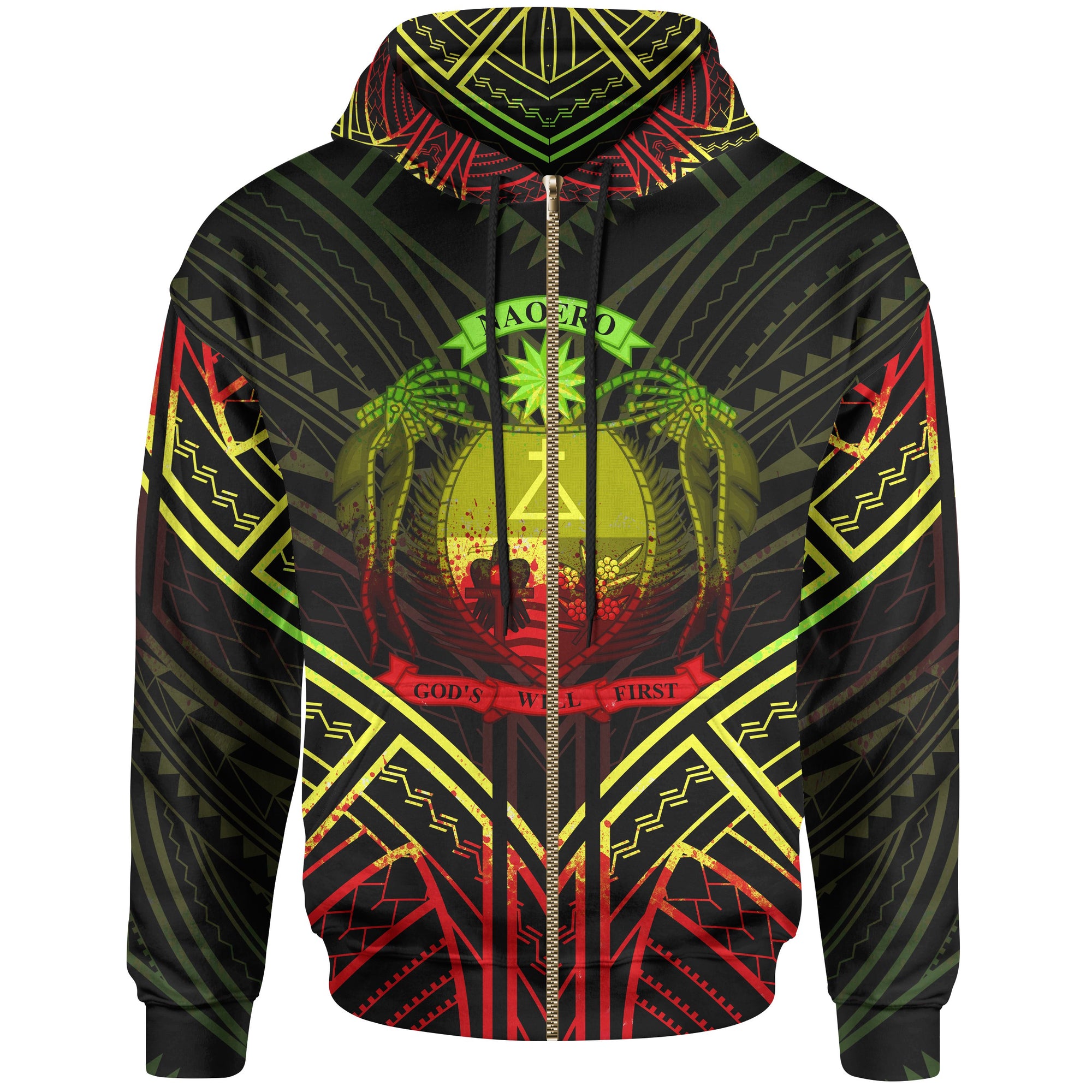 Nauru Zip Hoodie Nauru Seal Reggae Tribal Patterns Unisex White - Polynesian Pride