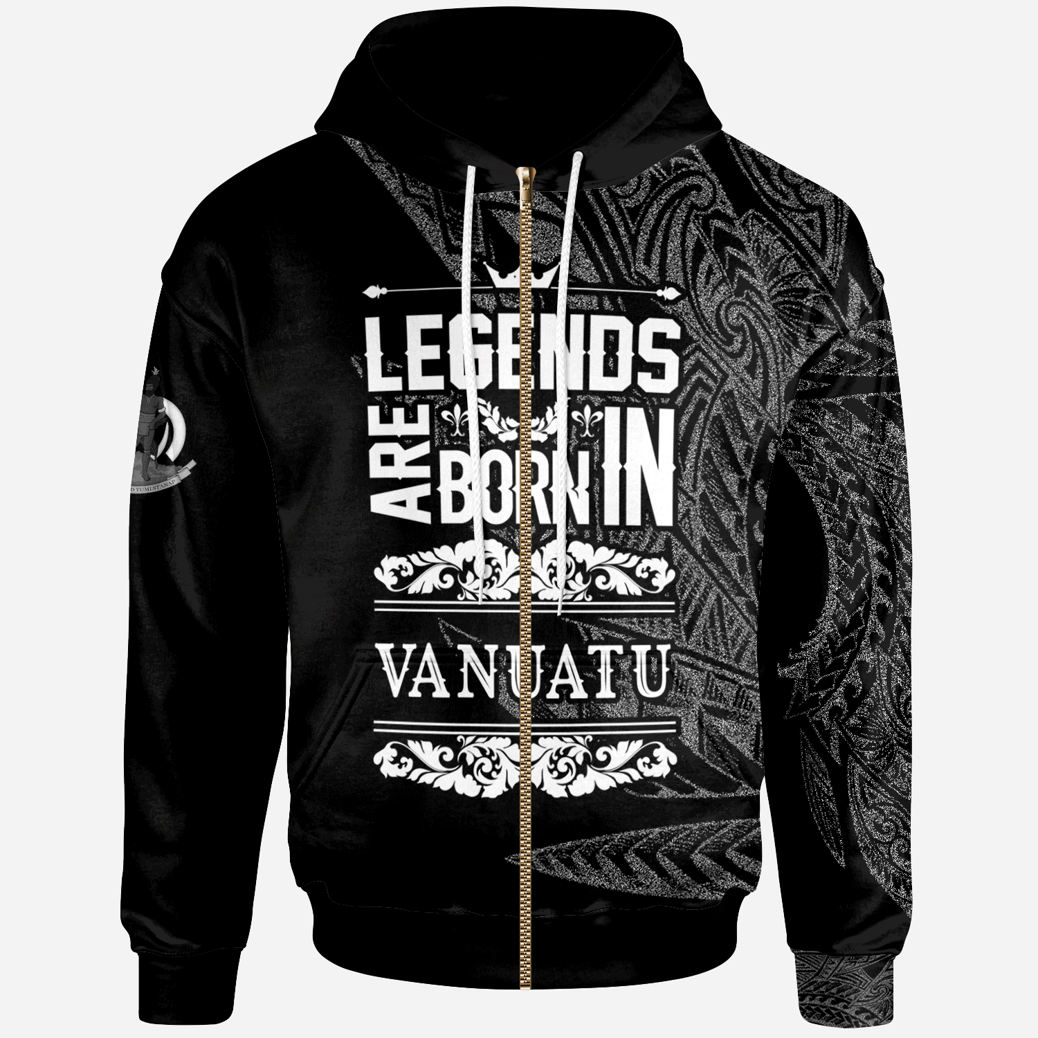 Vanuatu Zip Hoodie Legends Are Born In White Color Unisex White - Polynesian Pride