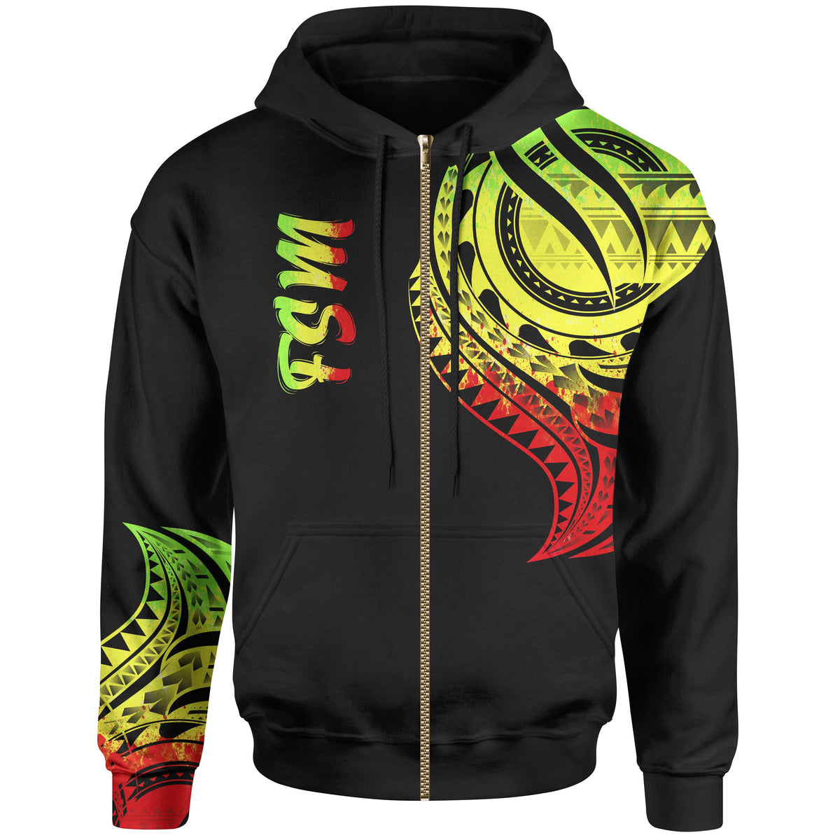 Federated States of Micronesia Zip Hoodie Federated States of Micronesia Tatau Reggae Patterns Unisex Black - Polynesian Pride