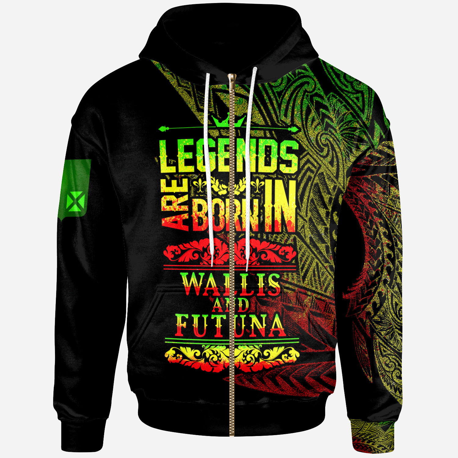 Wallis & Futuna Zip Hoodie Legends Are Born In Reggae Color Unisex Reggae - Polynesian Pride