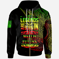 Wallis & Futuna Zip Hoodie Legends Are Born In Reggae Color Unisex Reggae - Polynesian Pride