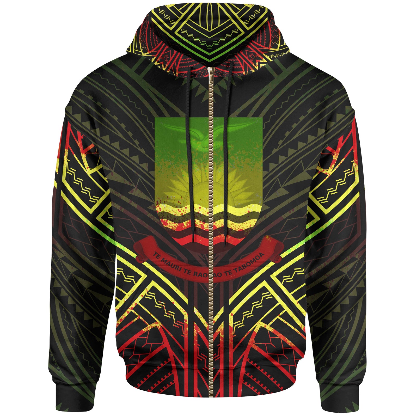 Kiribati Zip Hoodie Kiribati Seal Reggae Tribal Patterns Unisex White - Polynesian Pride