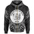 Niue Zip Hoodie Niue Seal Black Tribal Patterns Unisex White - Polynesian Pride